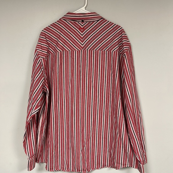 PHAT FARM VINTAGE 90s Y2K RED WHITE STRIPE LONG SLEEVE BUTTON DOWN SHIRT. 3XL - Picture 3 of 9